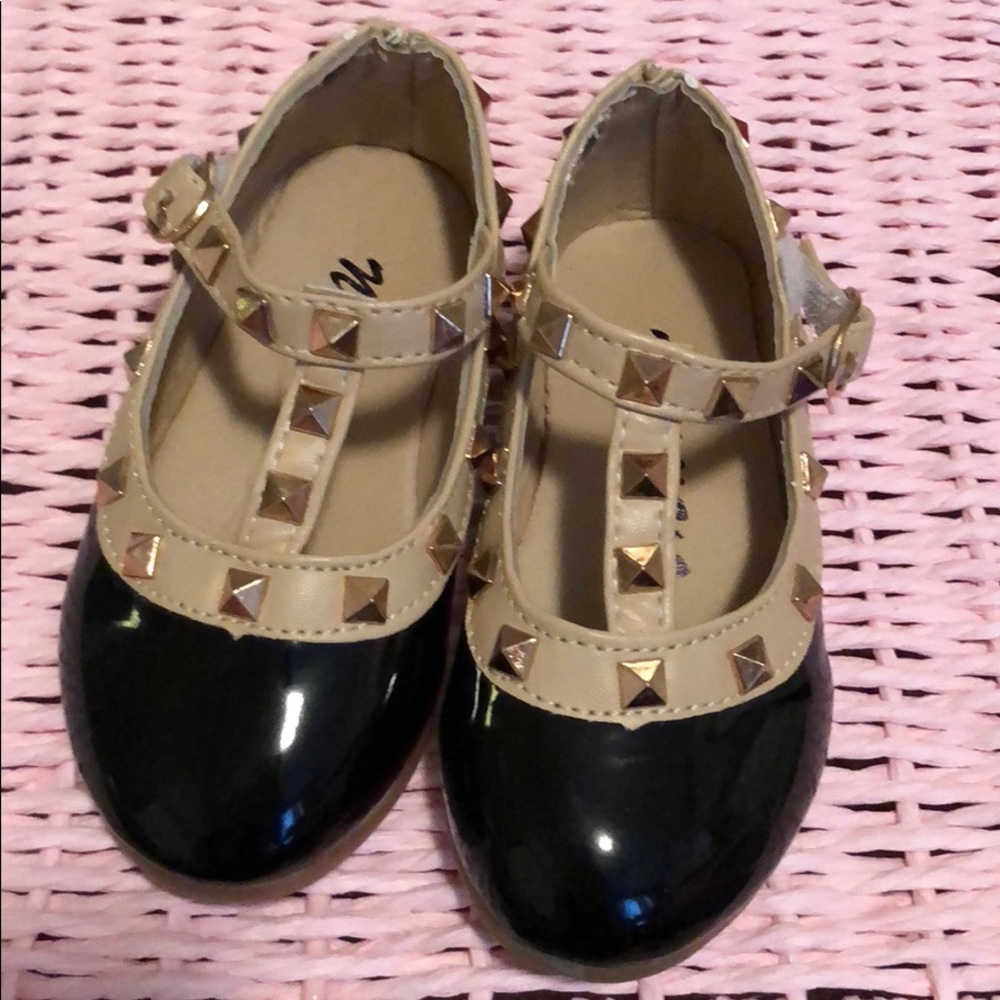 Black Studded Girls Dress Shoes